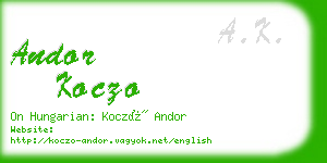 andor koczo business card